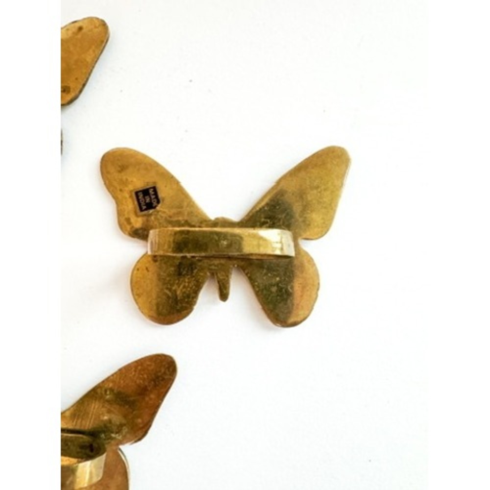 Set of 4 Solid Brass Butterfly Napkin Rings Made in India Vintage Table Decor - Picture 5 of 9